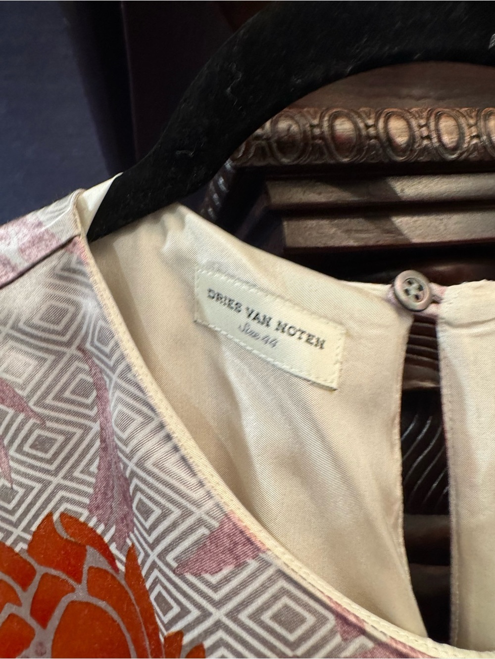 Dries Van Noten White Blouse with Orange Floral Print - Picture 2 of 3